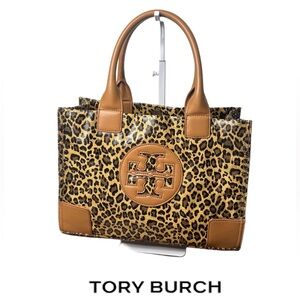 Tory Burch Leopard Print Leather Trim Tote - Brown/Tan